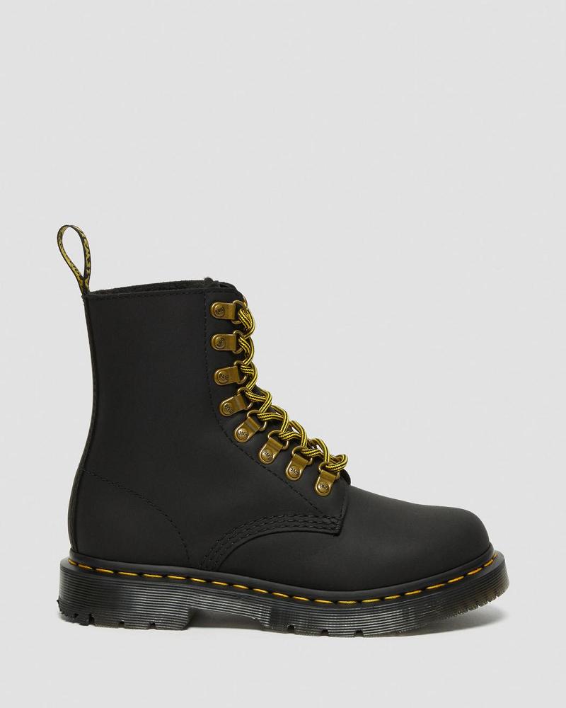 Black Women's Dr Martens 1460 Pascal DM's Wintergrip Leather Winter Boots | CA 275BEX